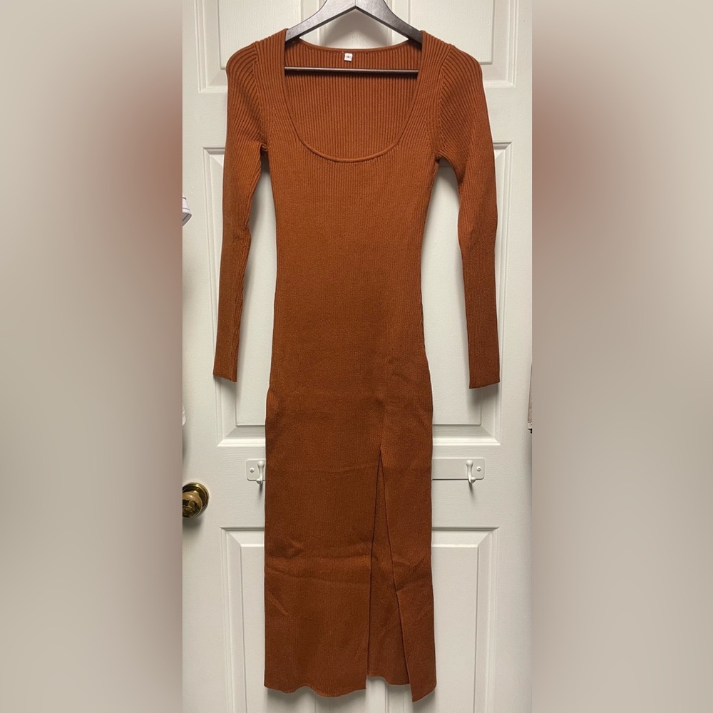 Scoop neck sweater dress